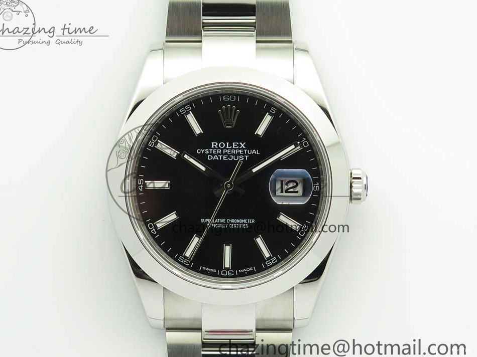 MiroTime 0523 DateJust II 126334 41mm SS BP 1:1 Best Edition Black Dial Sticks Makers on Oyster Bracelet ZeroBulk 3325